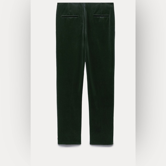 ZARA green velour straight cut cropped pants size extra large - Picture 7 of 12